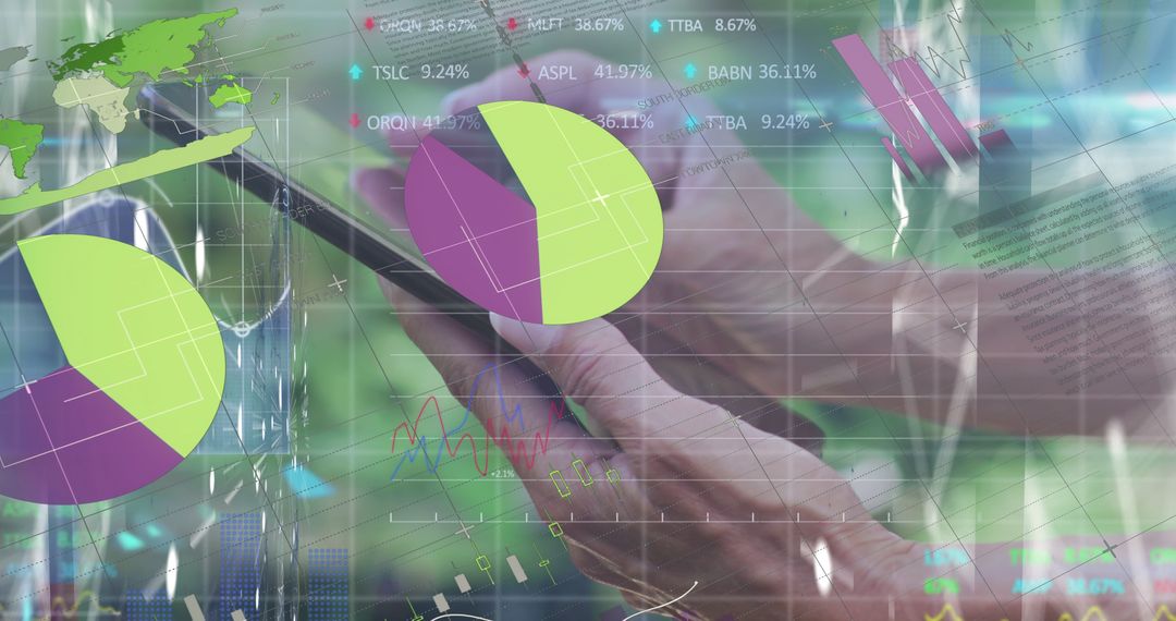 Analyzing Global Financial Data on Tablet with Digital Charts - Free Images, Stock Photos and Pictures on Pikwizard.com