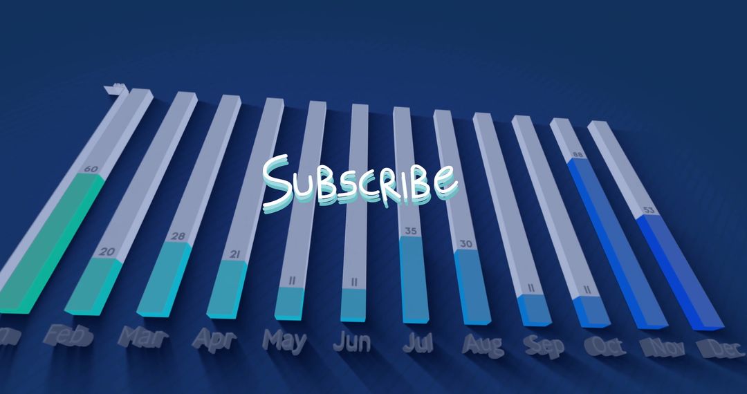 3D Bar Chart with Subscribe Text on Navy Background