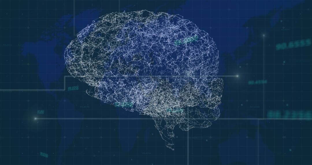 Digital Brain Network on Global Map Background