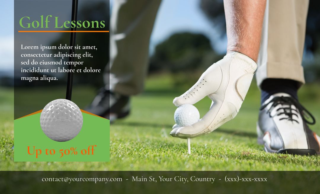 Close-Up of Golfer Preparing Shot with Tee, Perfect for Golf Lessons Advertisement