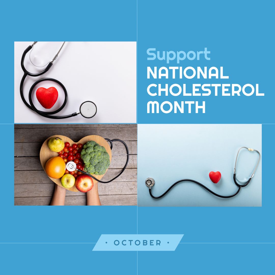 National Cholesterol Month Campaign with Heart and Stethoscope