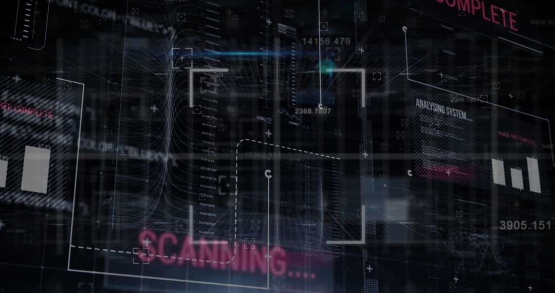 Futuristic Digital Scanning Interface with Data Analytics Elements