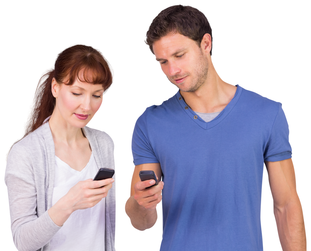 Modern Couple Engaging on Smartphones - Download Free Stock Images Pikwizard.com