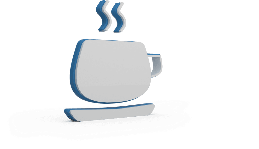 Transparent 3D Icon of Coffee Cup Amid Steam