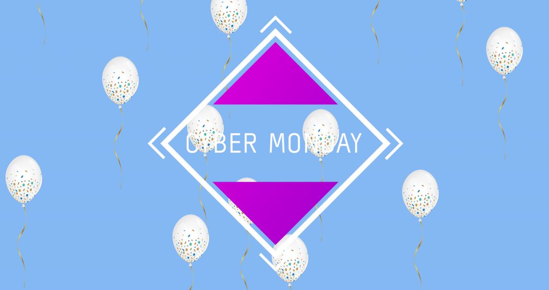 Cyber Monday Sale Banner with Floating Balloons