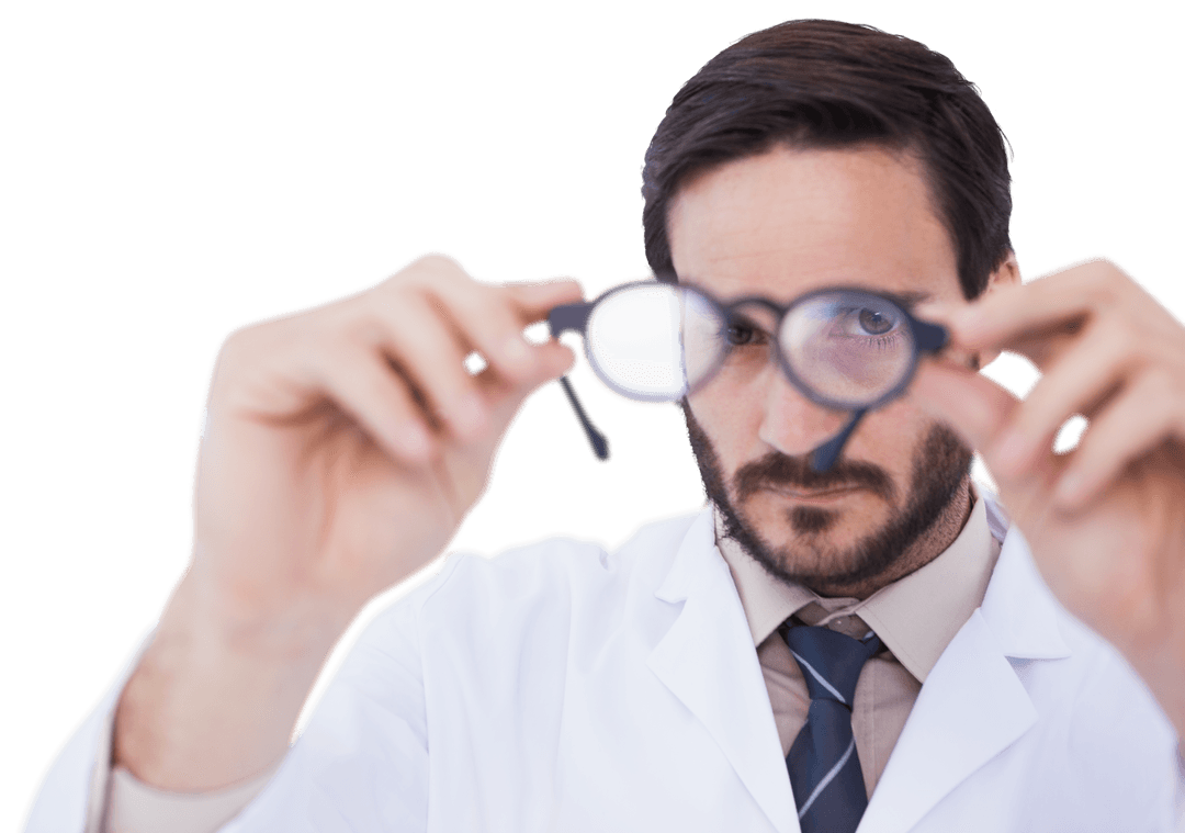 Doctor Adjusting Eyeglasses Intent Clear View