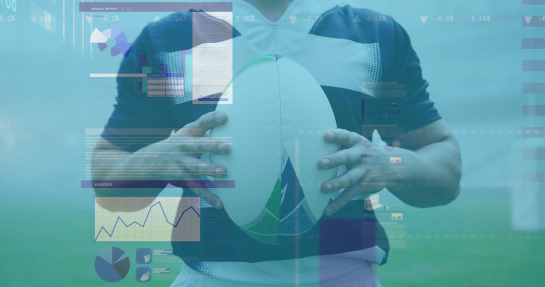 Rugby Player with Data Analytics Overlay
