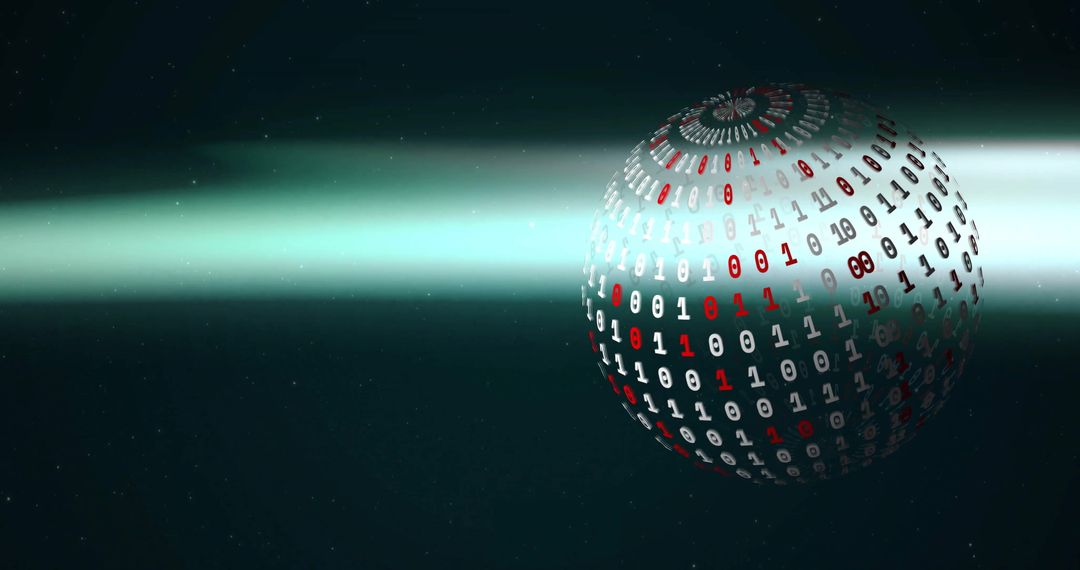 Binary Code Globe in Futuristic Digital Space