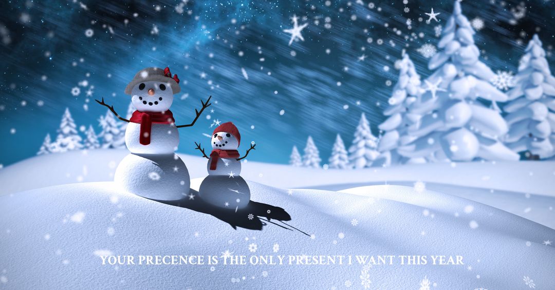 Charming Snowmen Sharing Winter's Magic in Snowy Scene