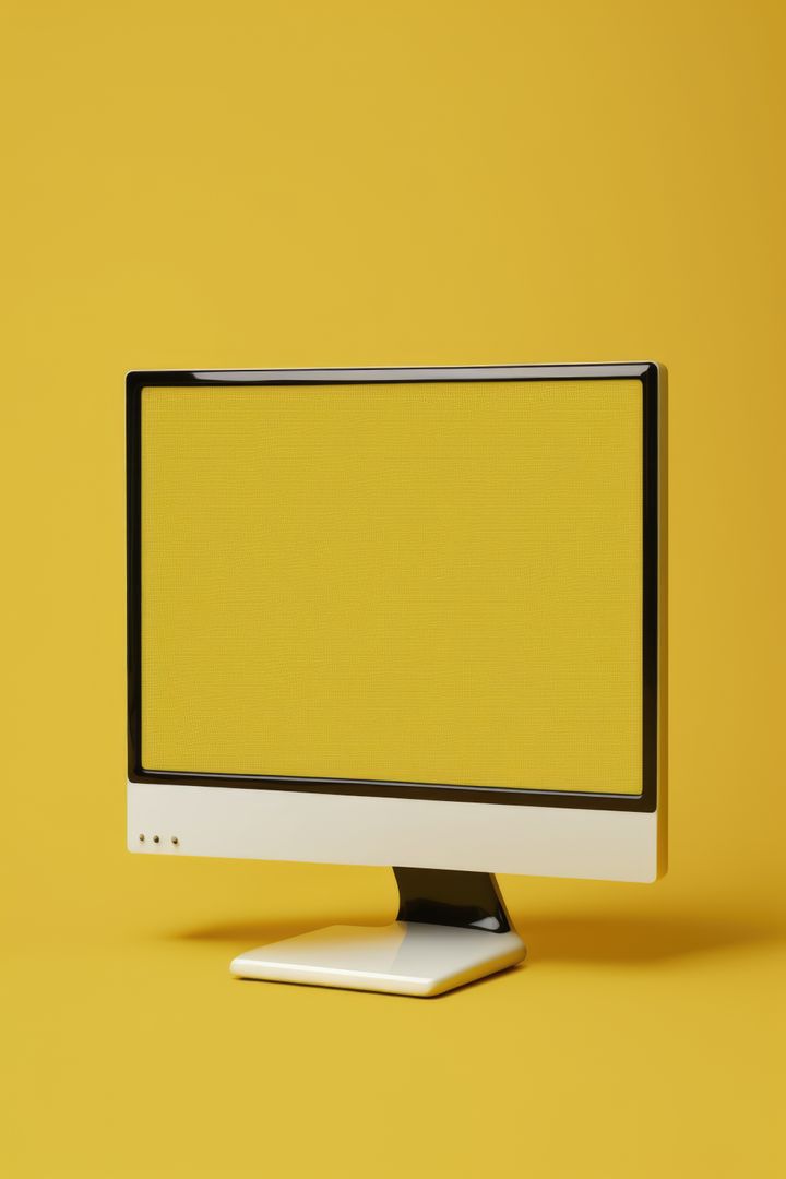 Vintage Computer Monitor with Yellow Background - Free Images, Stock Photos and Pictures on Pikwizard.com