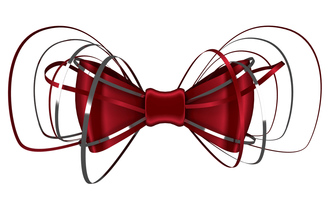 Claret Bow with Ribbon Overlay on Transparent Background