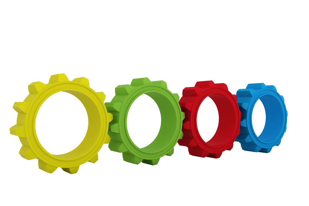 Colorful Cogs Illustration on Transparent Background