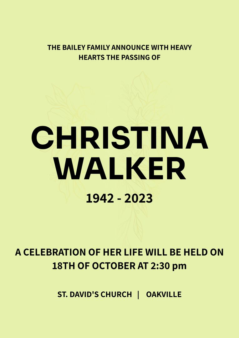Memorial Announcement Flyer with Floral Background - Download Free Stock Templates Pikwizard.com