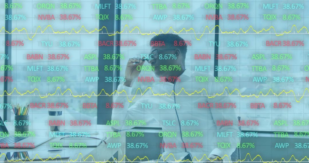 Financial Analyst Analyzing Data with Charts Overlay