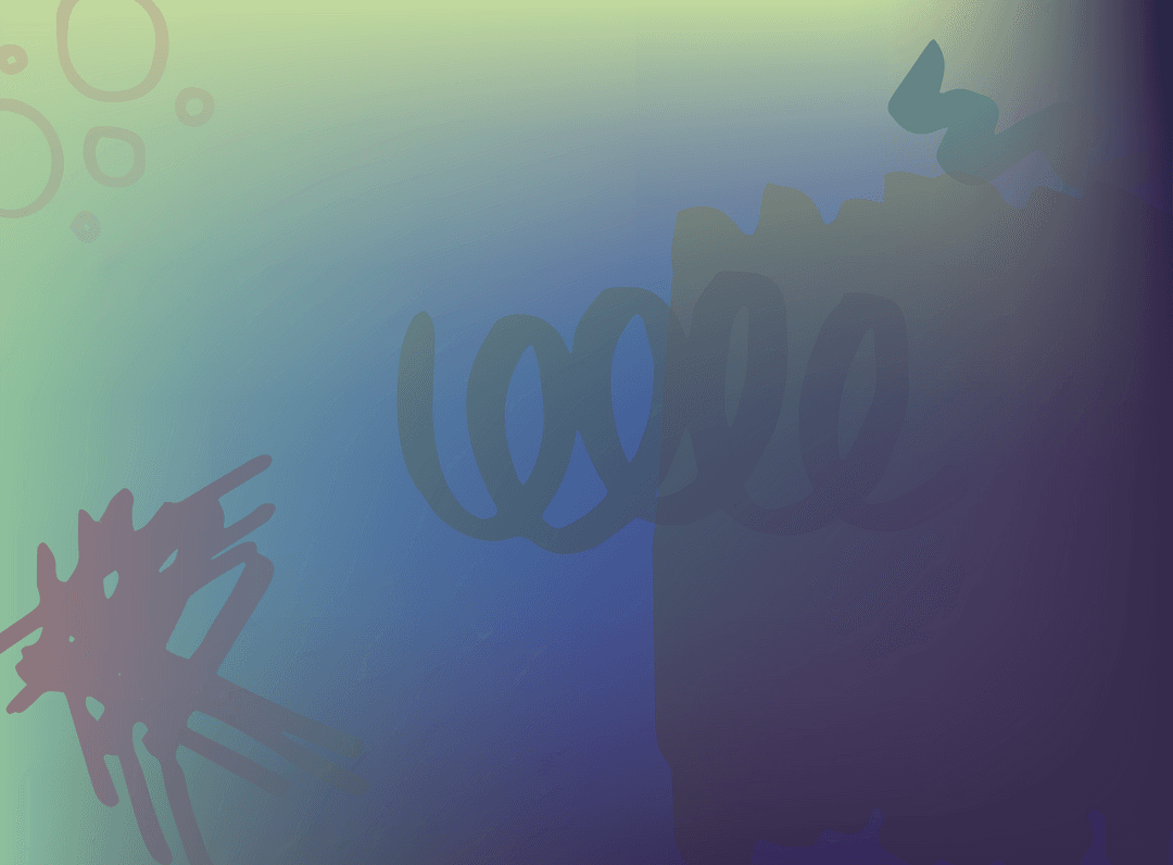 Abstract Art with Gradient Blue and Green Background on Transparent Canvas