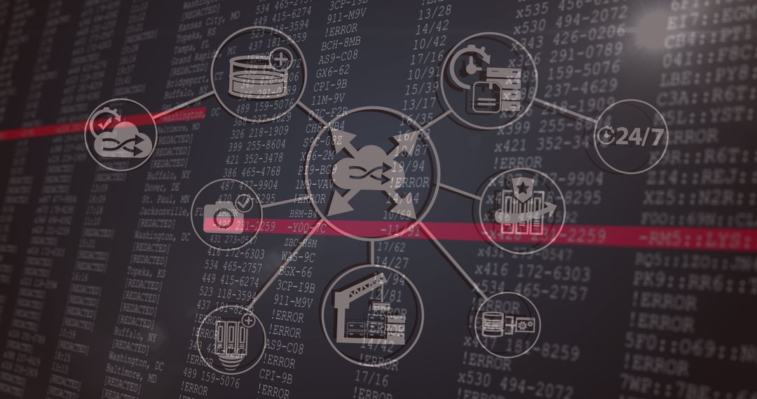 Digital Interface Graphic with Data Processing Elements