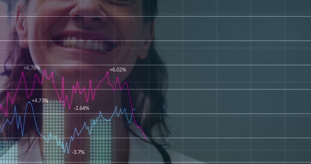 Smiling Professional Overlaid with Financial Graph Data - Free Images, Stock Photos and Pictures on Pikwizard.com