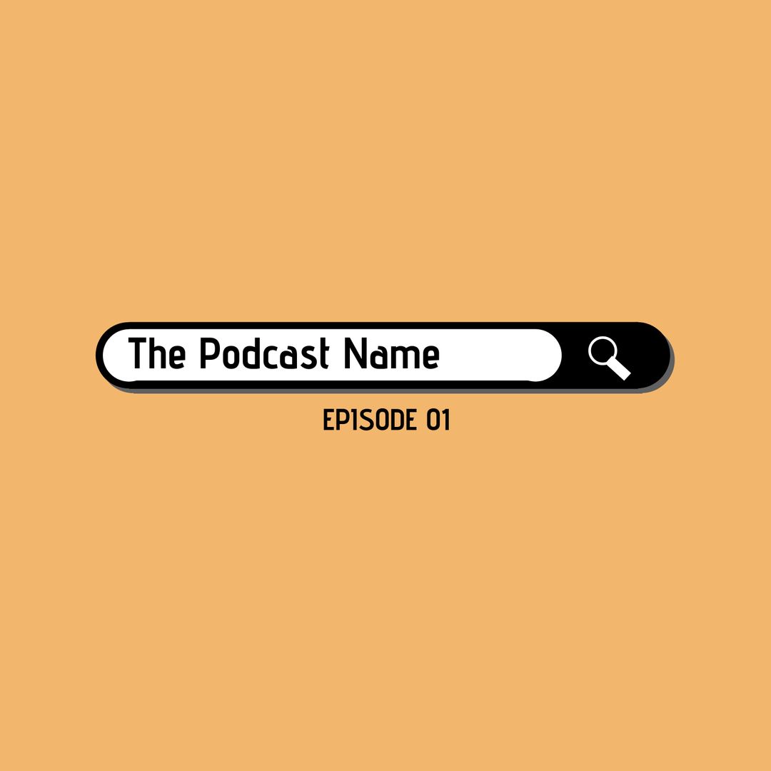 Podcast Episode 01 Promotional Graphic with Search Bar Design