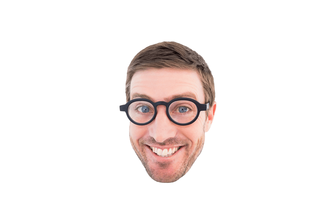 Smiling Man with Glasses on Transparent Background