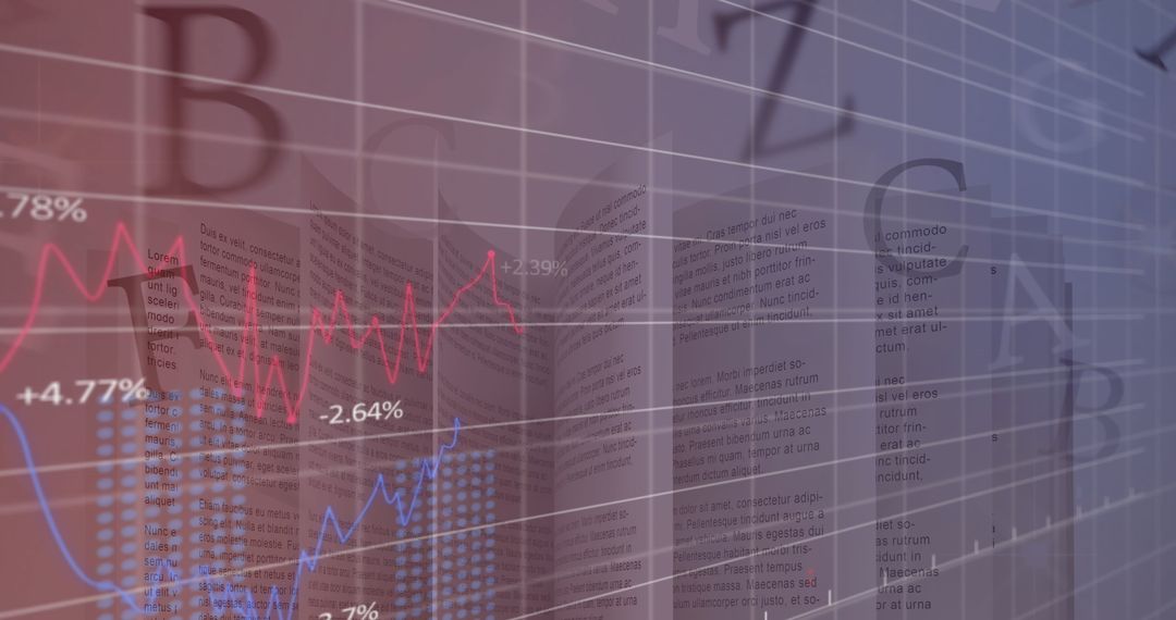 Financial Graphs Overlaid on Text Symbolizing Data Analysis