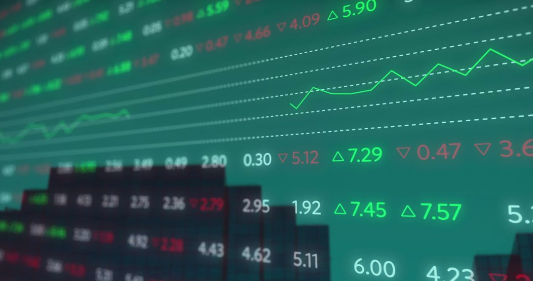 Digital Stock Market Display with Graphs and Trends