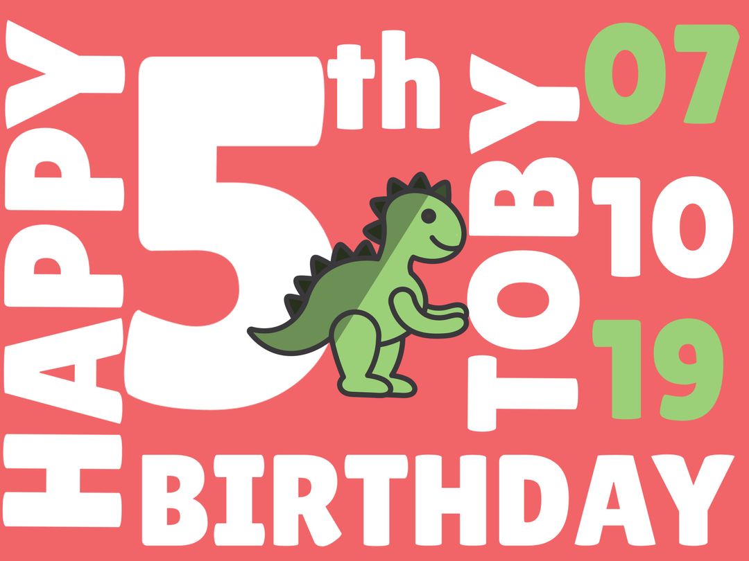 Vibrant Dinosaur-Themed 5th Birthday Celebration Design