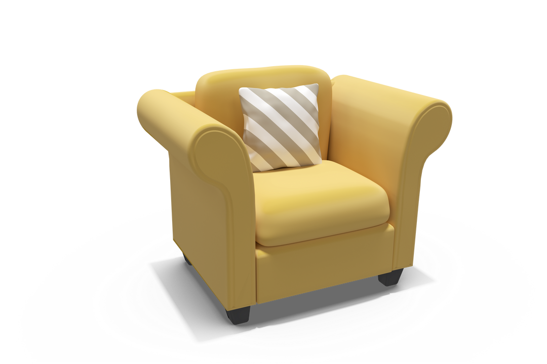 Transparent 3D Yellow Armchair with Patterned Cushion - Download Free Stock Images Pikwizard.com