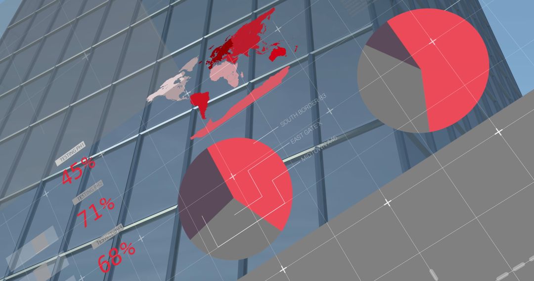 Futuristic Infographic Hologram on Modern Building Facade