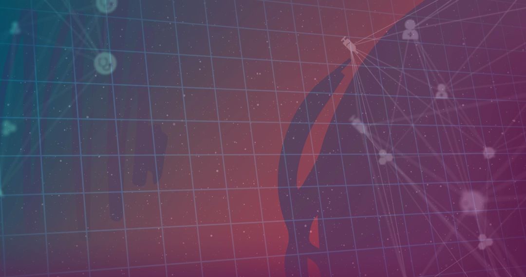 Abstract Digital Connection Network on Grid Background