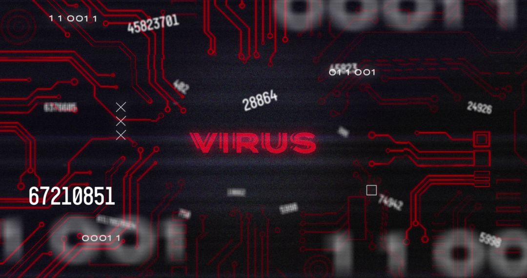 Digital Virus Alert with Circuit Board Overlay