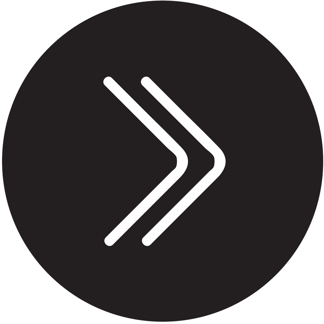 Abstract Double Arrow in Black Circle on Transparent Background