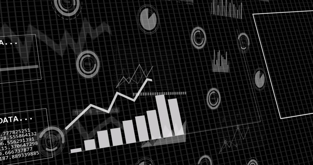 Financial Data Analysis on Digital Display with Graph Icons