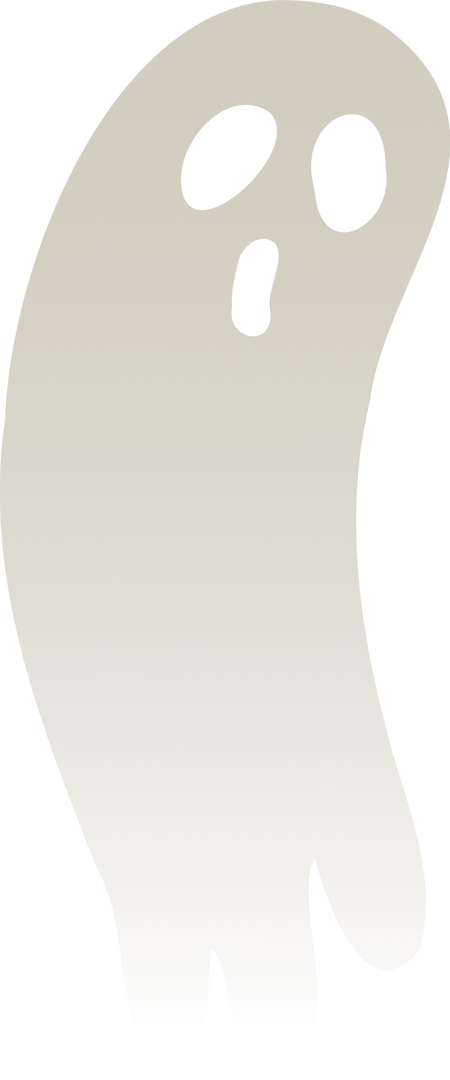 Whimsical Beige Ghost Illustration on Transparent Background
