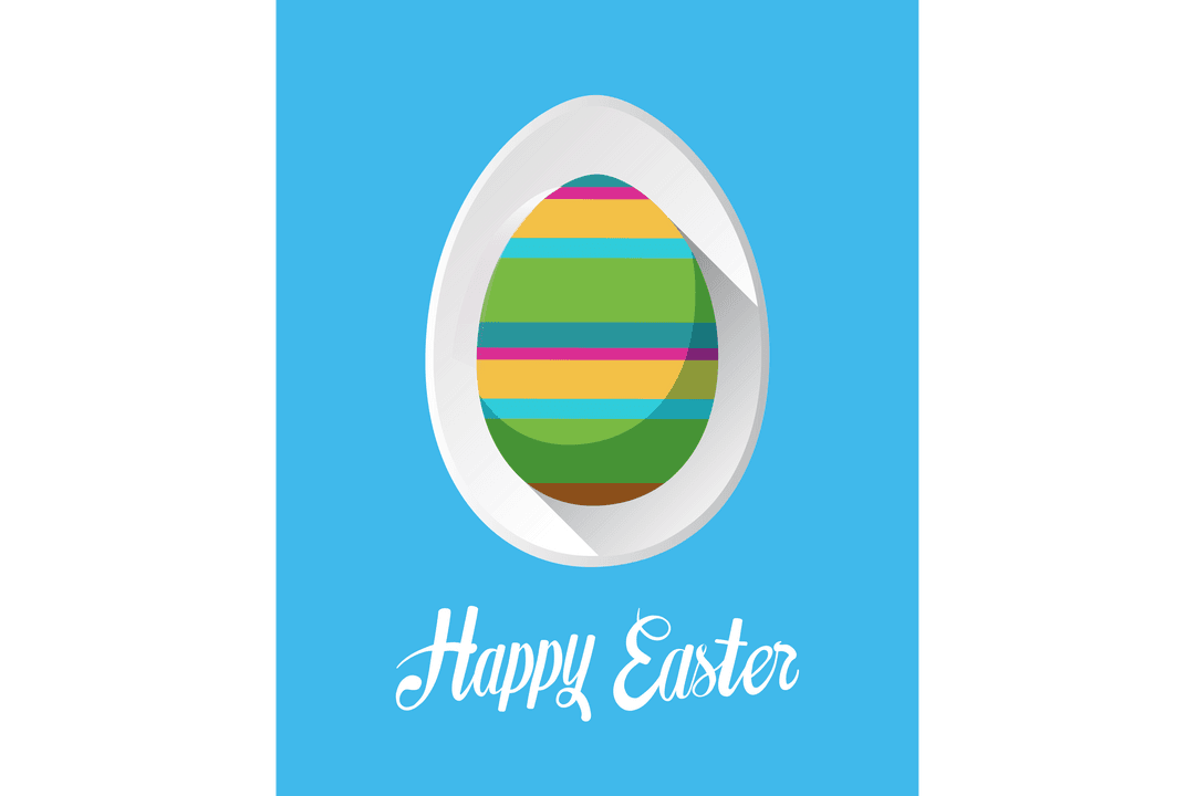 Happy Easter Digital Illustration With Stripe Egg Transparent Design