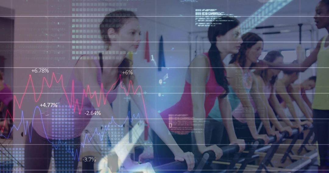 Group Spin Class with Digital Analysis Overlay
