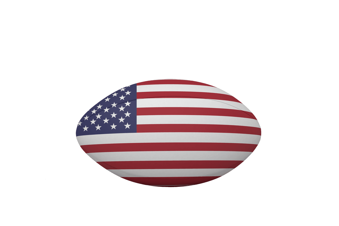 Rugby Ball with United States Flag on Transparent Background