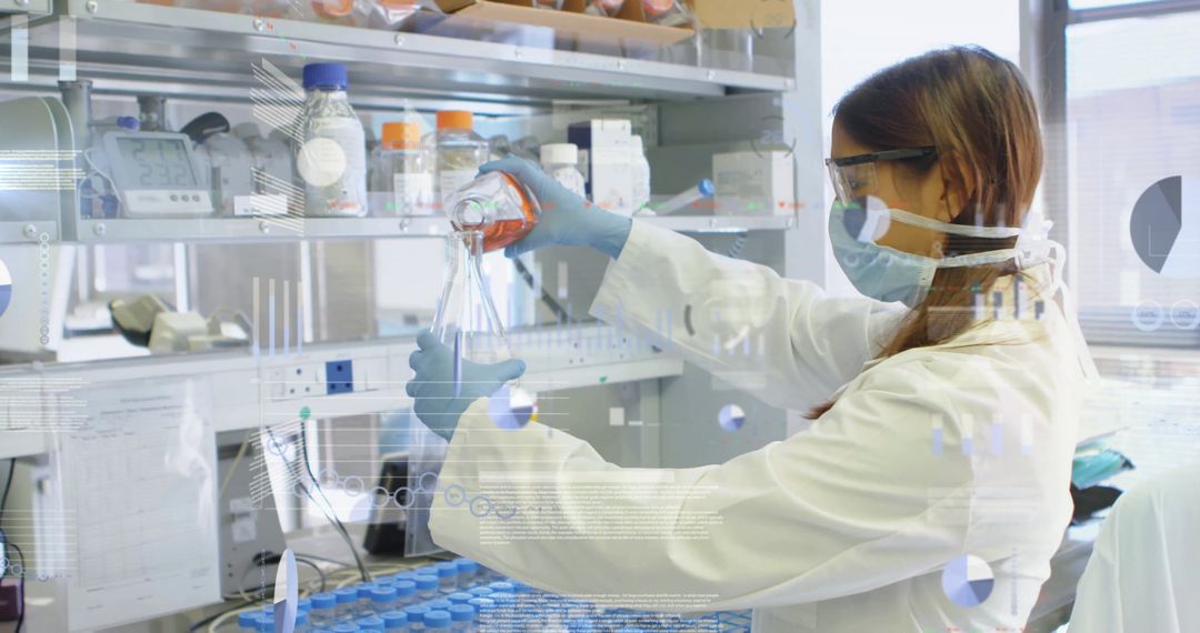 Biotechnology Researcher Analyzing Complex Data Representation