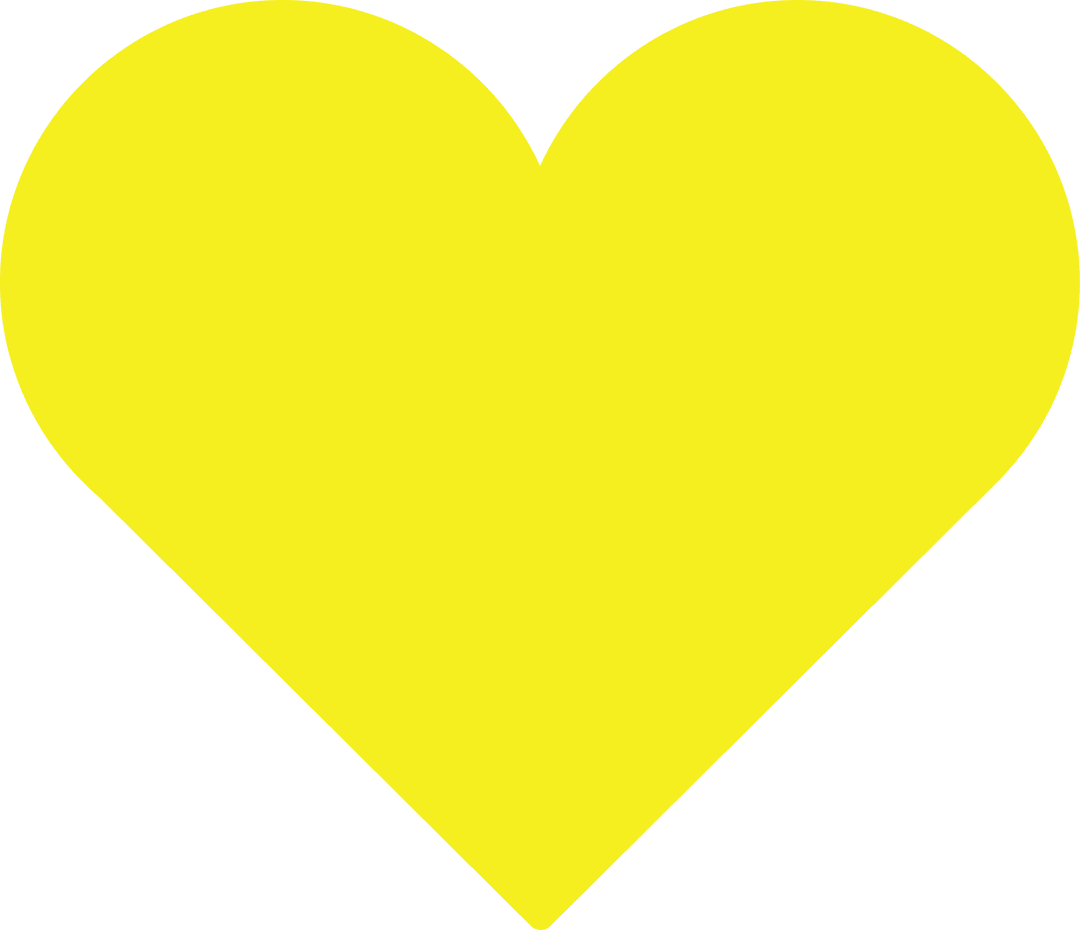 Bright Yellow Heart Shape with Transparent Background