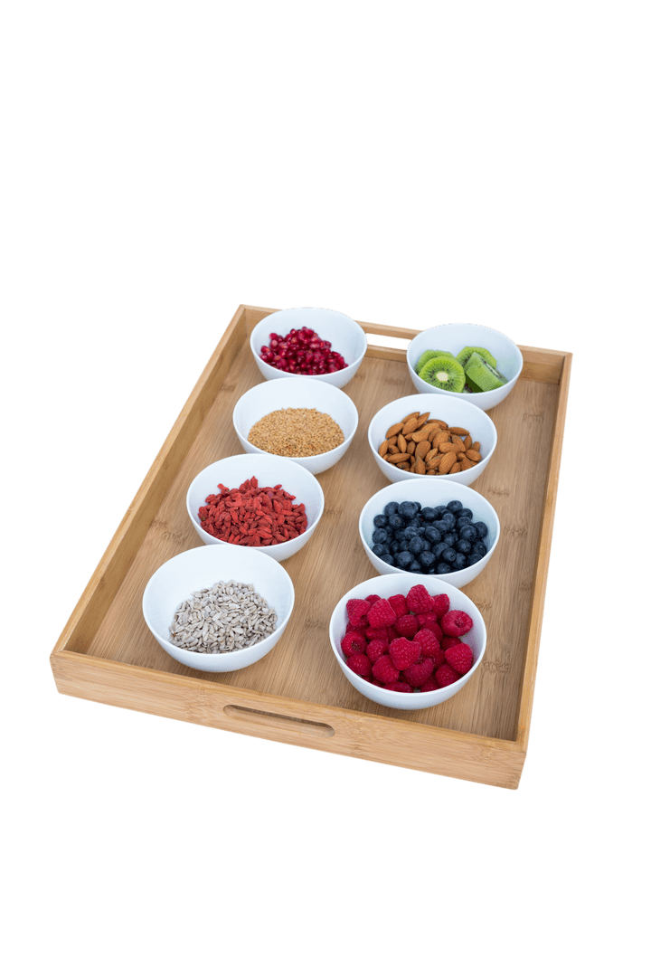 Transparent Tray Presenting Nuts, Seeds, Fruits Uniformly