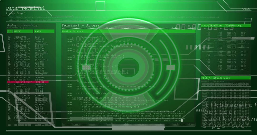 Futuristic Digital Interface with Green Data Streams