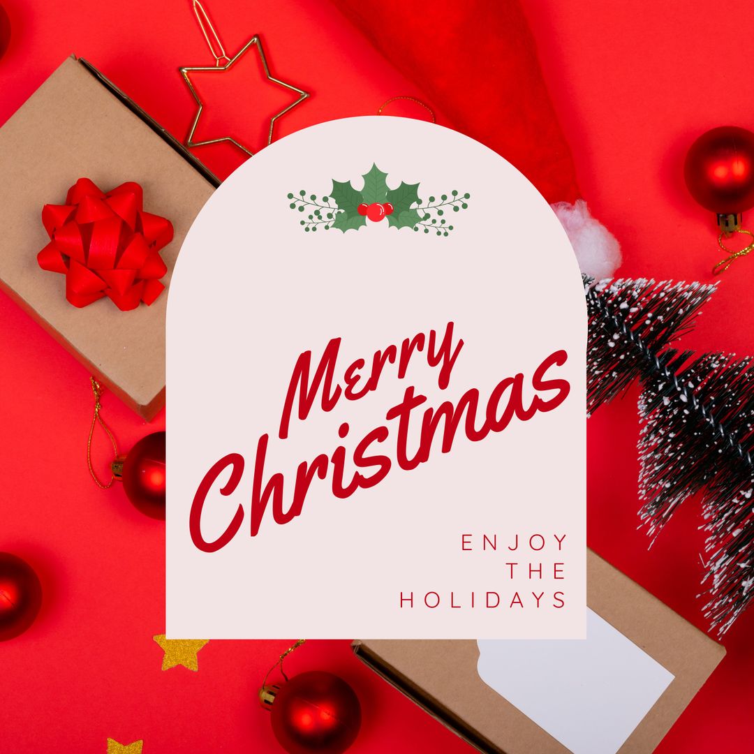 Festive Christmas Greeting Card with Holiday Decorations