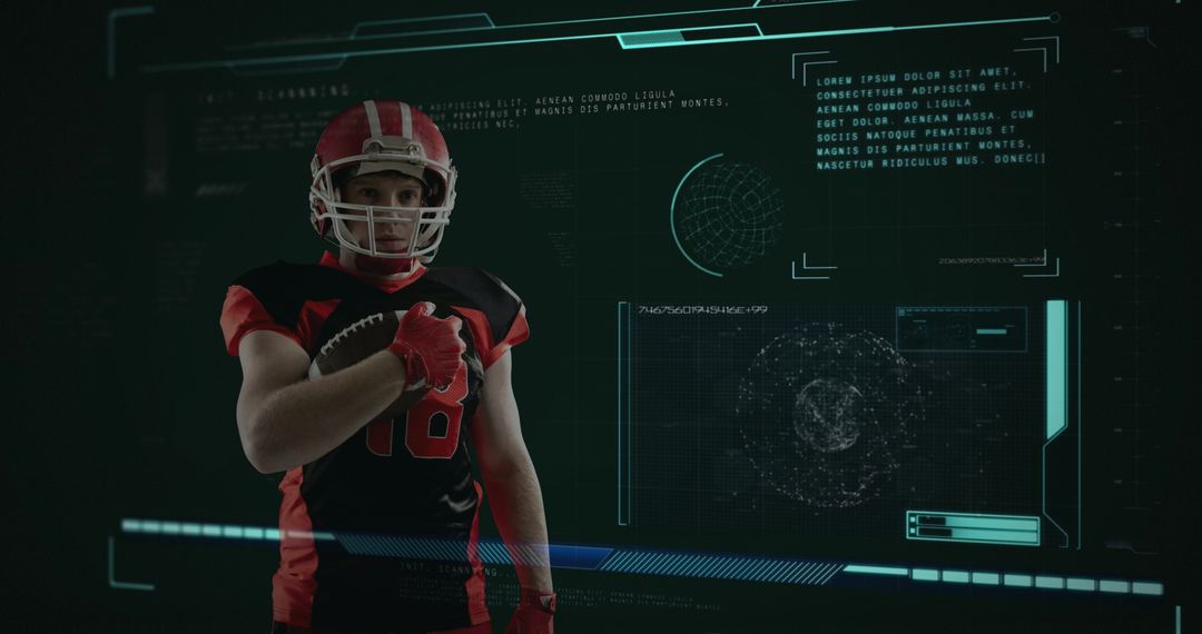 American Football Player in Technological Overlay