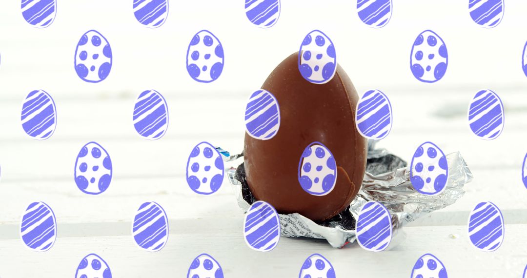 Seamless Pattern and Chocolate Easter Egg with Foil Hibiscus