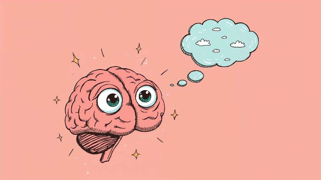 Cartoon Brain with Thought Bubble Inspiring Creativity