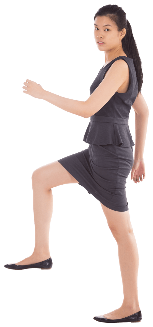 Asian Businesswoman Marching with Confidence Transparent Background