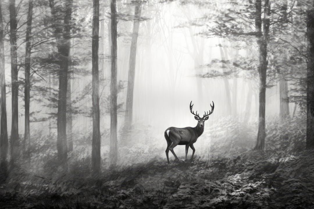 Majestic Deer in Mystical Foggy Forest - Free Images, Stock Photos and Pictures on Pikwizard.com