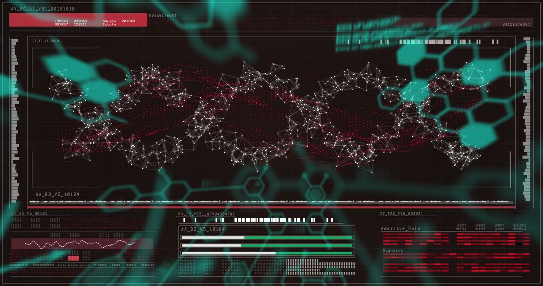 Futuristic Science Interface with Digital DNA Patterns