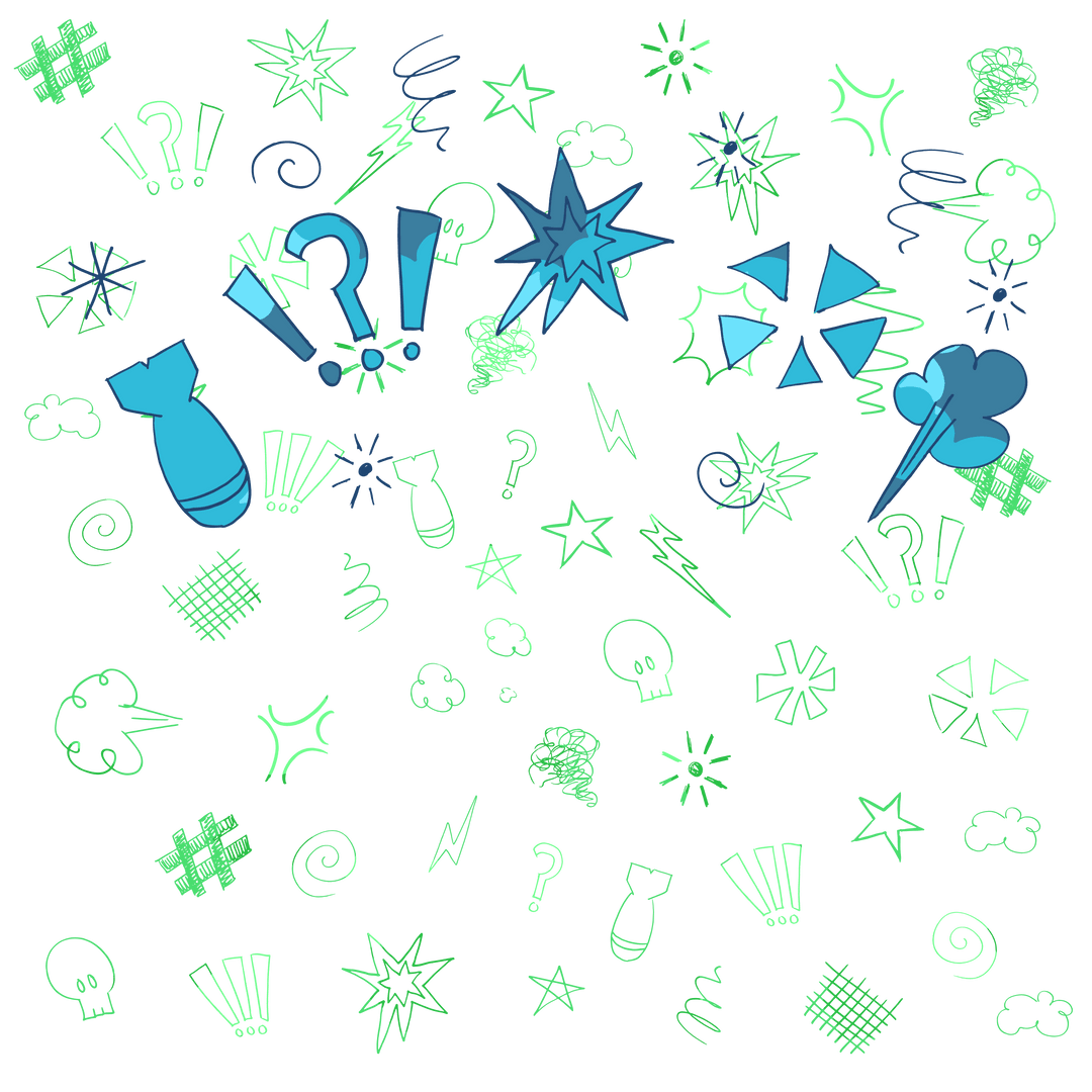 Colorful Symbols and Icons Pattern on Transparent Background