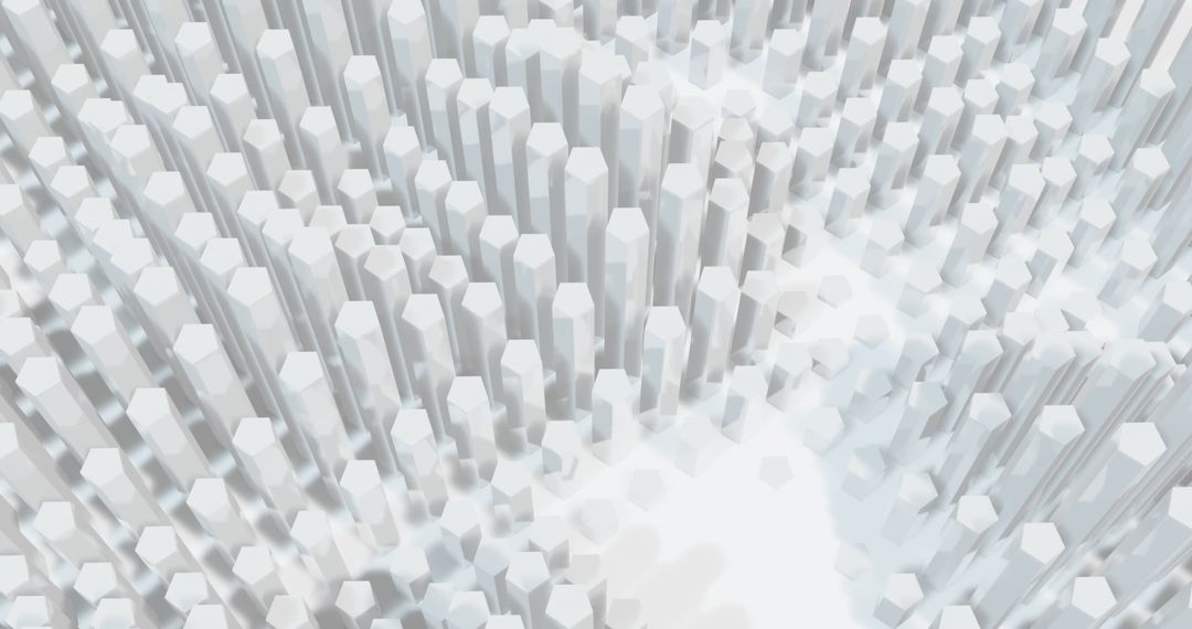 Geometric White Hexagonal Pillars with Abstract Pattern