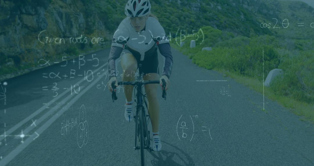 Cyclist Riding Bike While Analyzing Mathematical Equations - Free Images, Stock Photos and Pictures on Pikwizard.com